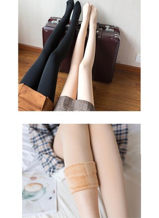 TECHNO 8Q Fit Showing Skin Look Elastic Polar Thermal Plush Tights  - Image 2