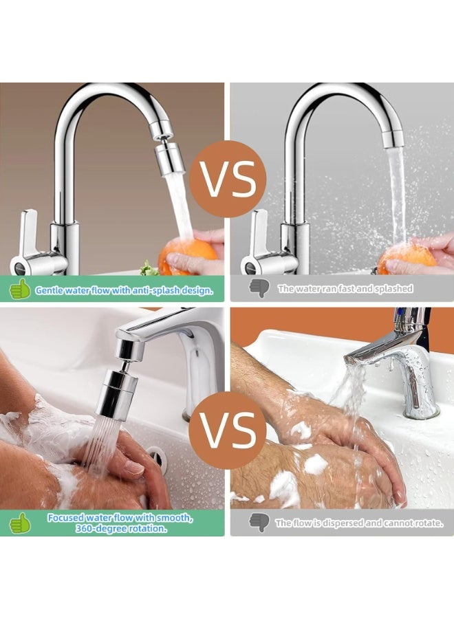 OSHIMA 360° Swivel Faucet Extender, Rotating Faucet Aerator Universal Kitchen Tap Spray Head Attachment, Anti-Splash Tap Nozzle with Dual-Function Spray & Universal Adapters for Kitchen Bathroom - Image 4