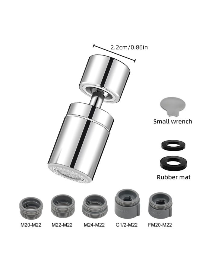 OSHIMA 360° Swivel Faucet Extender, Rotating Faucet Aerator Universal Kitchen Tap Spray Head Attachment, Anti-Splash Tap Nozzle with Dual-Function Spray & Universal Adapters for Kitchen Bathroom - Image 2