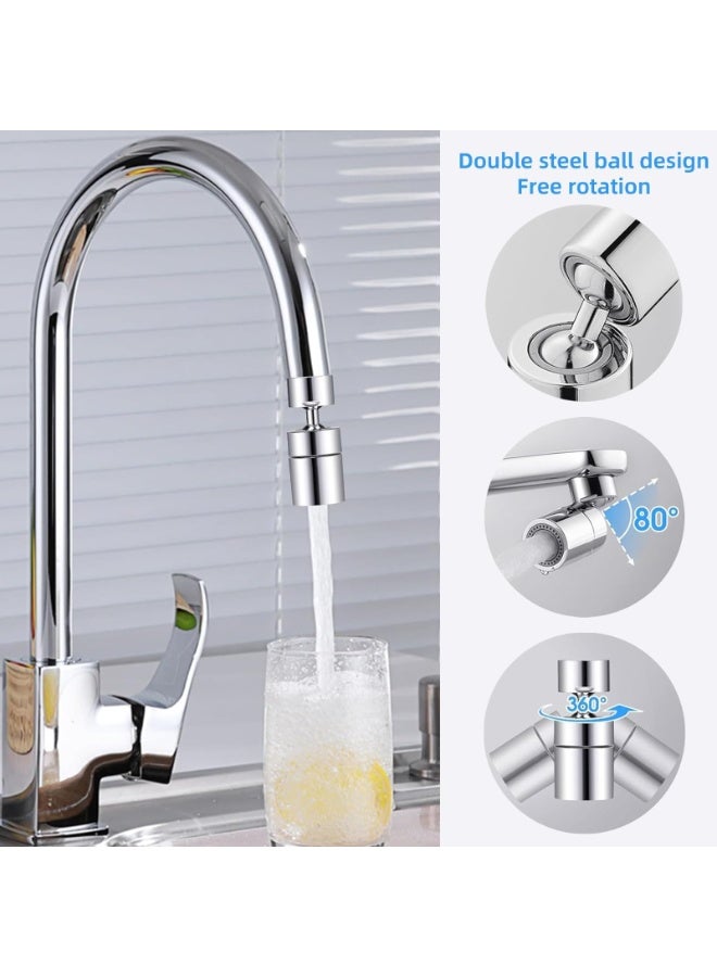 OSHIMA 360° Swivel Faucet Extender, Rotating Faucet Aerator Universal Kitchen Tap Spray Head Attachment, Anti-Splash Tap Nozzle with Dual-Function Spray & Universal Adapters for Kitchen Bathroom - Image 3