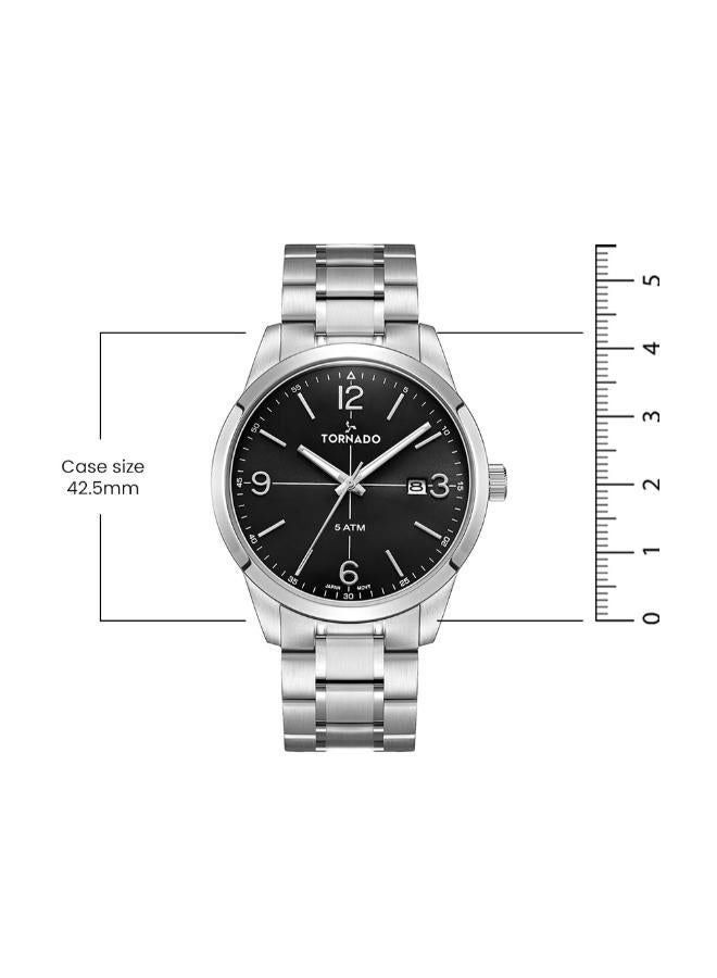 TORNADO Classic T24007-Sbsb Men Analog Display Watch & Stainless Steel Strap Silver - Image 3