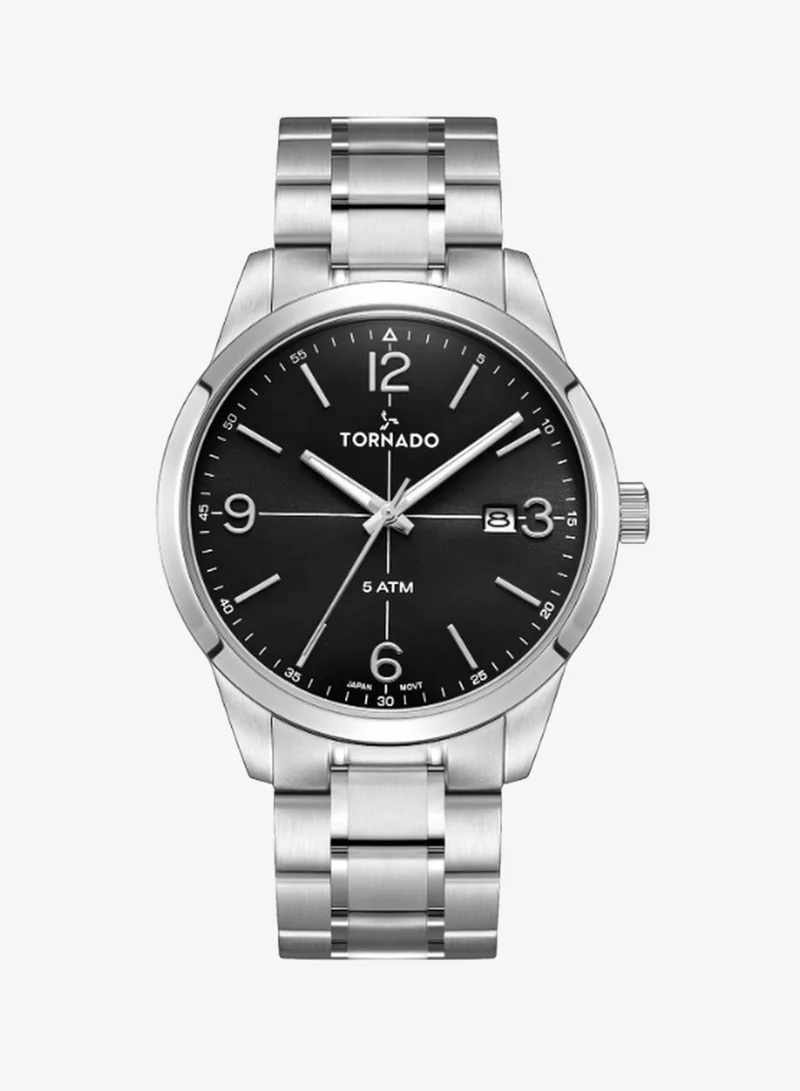 TORNADO Classic T24007-Sbsb Men Analog Display Watch & Stainless Steel Strap Silver