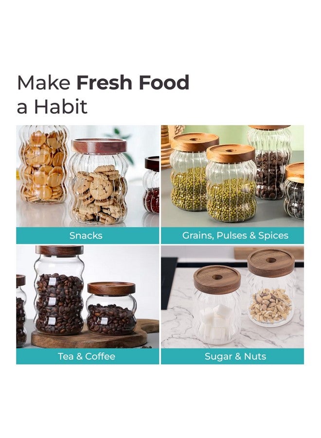 The Better Home Pack of 2 400ml Each Borosilicate Glass Jars with Acacia Lid | Glass Kitchen Containers Set | Multi-Utility, Leakproof, Airtight Storage Jar For Cookies,Snacks,Tea,Coffee,Sugar - Image 4