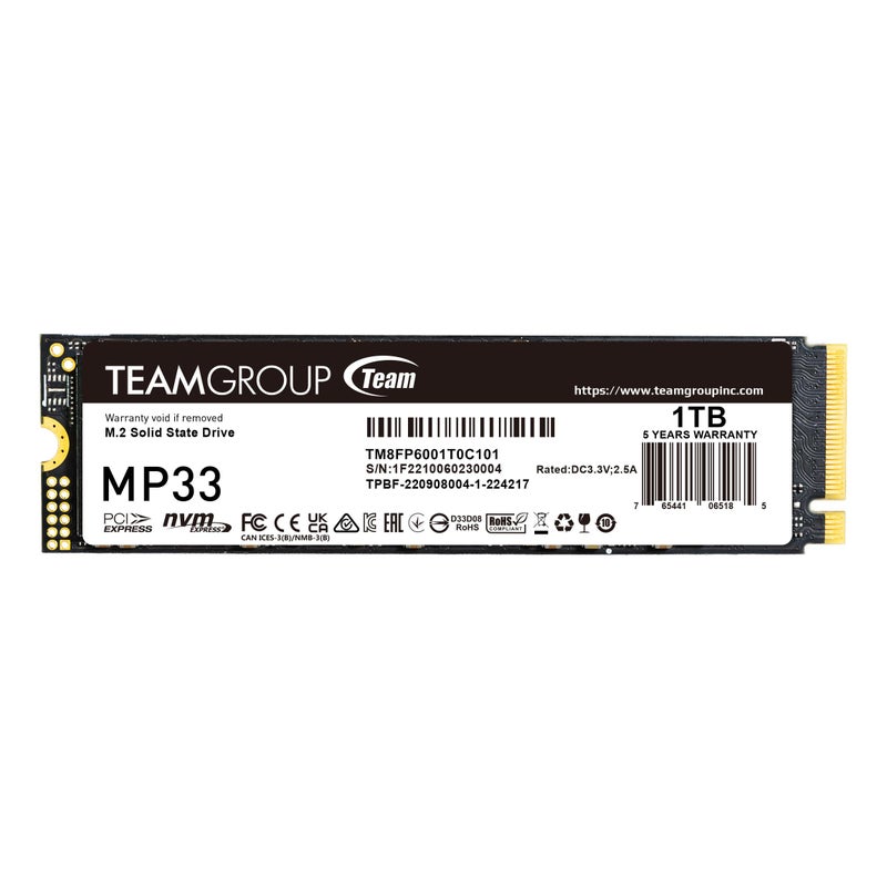 TEAMGROUP MP33 1TB SLC Cache 3D NAND TLC NVMe 13 PCIe Gen3x4 M2 2280 Internal SSD RW Speed up to 18001500 MBs Laptop PC Desktop TM8FP6001T0C101 - Image 2
