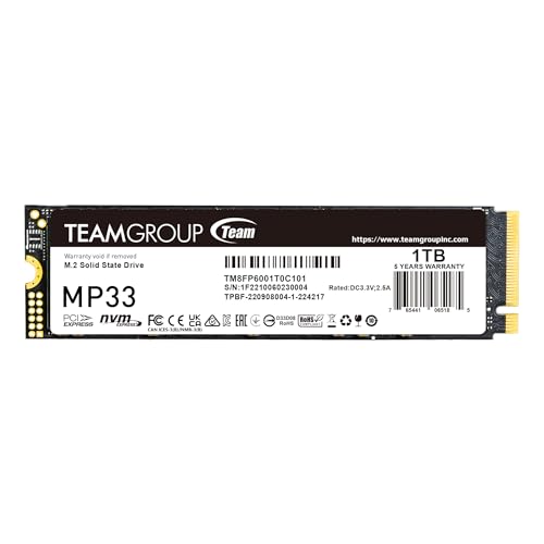 TEAMGROUP MP33 1TB SLC Cache 3D NAND TLC NVMe 13 PCIe Gen3x4 M2 2280 Internal SSD RW Speed up to 18001500 MBs Laptop PC Desktop TM8FP6001T0C101 - Image 1