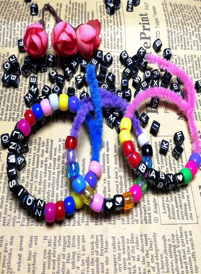 Looconi Amaney 810pcs Black Letter Beads 6x6mm Cube Acrylic Alphabet Beads and Cristal Line for Jewelry Making Bracelets Necklaces Key Chains - Image 4