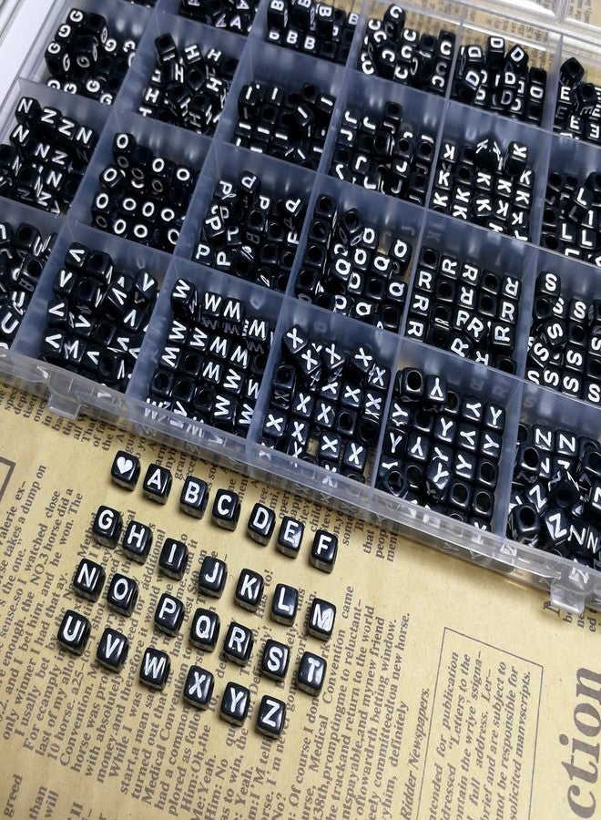Looconi Amaney 810pcs Black Letter Beads 6x6mm Cube Acrylic Alphabet Beads and Cristal Line for Jewelry Making Bracelets Necklaces Key Chains - Image 5