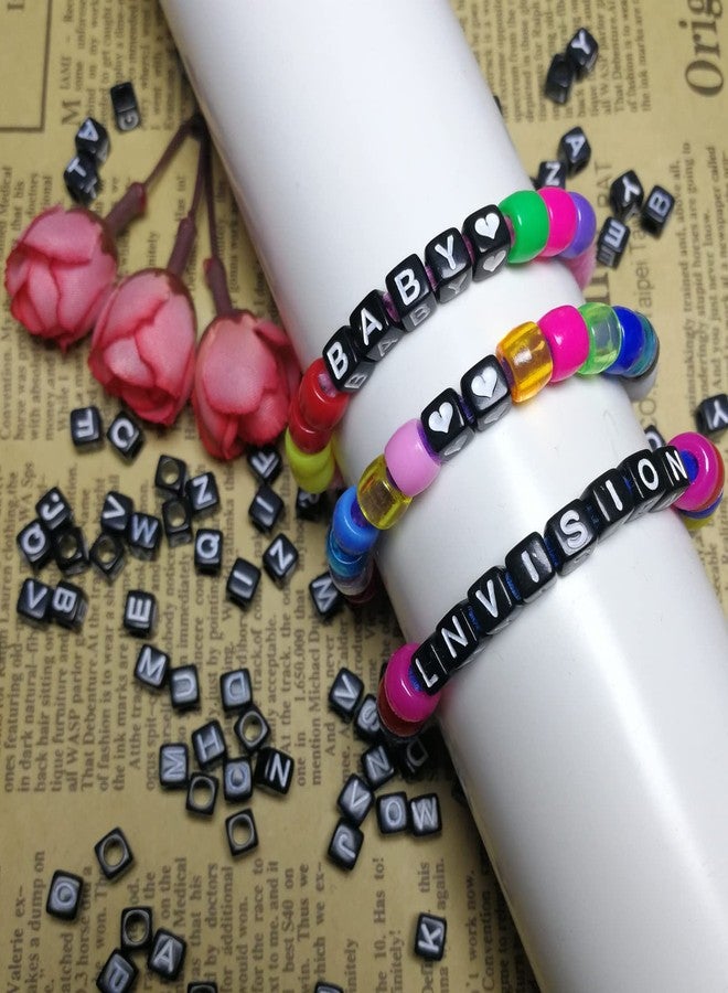 Looconi Amaney 810pcs Black Letter Beads 6x6mm Cube Acrylic Alphabet Beads and Cristal Line for Jewelry Making Bracelets Necklaces Key Chains - Image 3