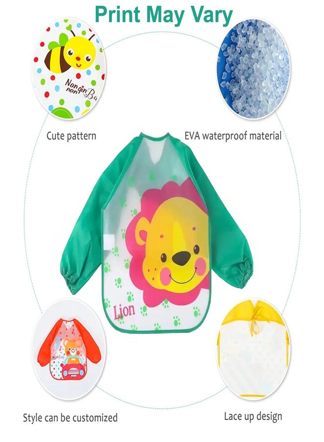 Sparkle Joy Full Sleeves Bibs for Baby Washable, Waterproof Apron with Tying Robe | Quick Dry Baby Bibs for Newborns/Infants/Toddlers/Babies (6-36months) (Pack of 1) (Print May Vary) (GREEN) - Image 2