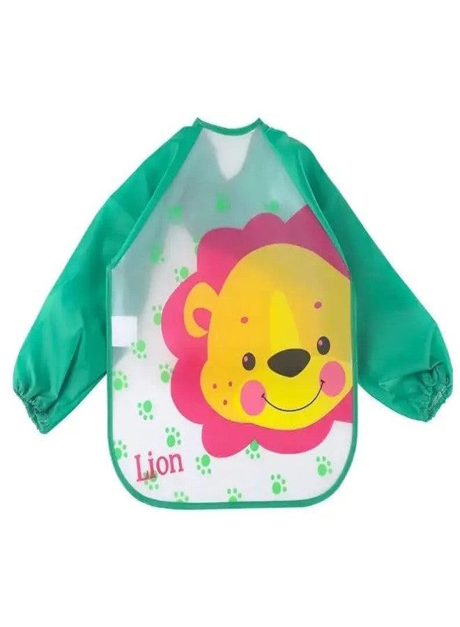 Sparkle Joy Full Sleeves Bibs for Baby Washable, Waterproof Apron with Tying Robe | Quick Dry Baby Bibs for Newborns/Infants/Toddlers/Babies (6-36months) (Pack of 1) (Print May Vary) (GREEN) - Image 1