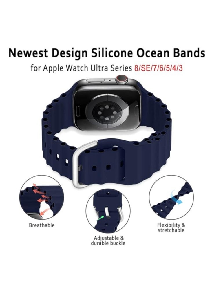 Generic - "Ocean Band for Apple Watch – Adjustable Soft Silicone Sport Strap, Fits 49mm to 38mm for iWatch Series Ultra, 8, 7, SE, 6, 5, 4, 3, 2, 1" - Image 1