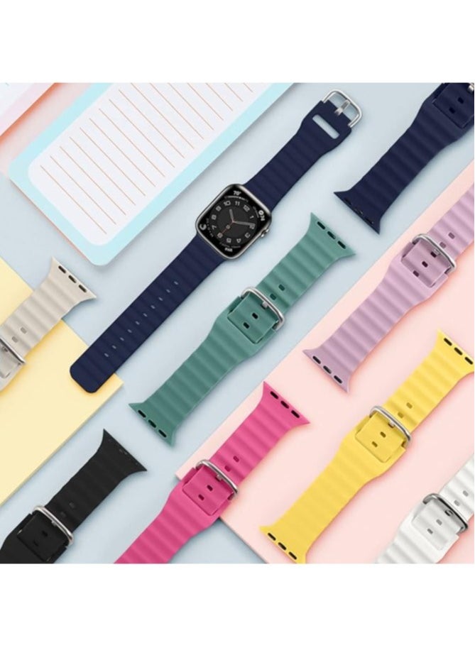 Generic - "Ocean Band for Apple Watch – Adjustable Soft Silicone Sport Strap, Fits 49mm to 38mm for iWatch Series Ultra, 8, 7, SE, 6, 5, 4, 3, 2, 1" - Image 1