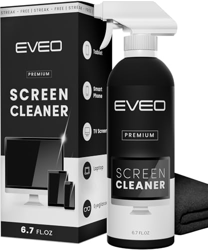 EVEO Computer Screen Cleaner Spray Kit, Streak-Free, TV Screen Cleaner for Smart TV, LCD, LED, OLED, Wipe Microfiber Cloth for Monitor, Laptop, iPad, Car, 6.7oz, 1 Pack - Image 1