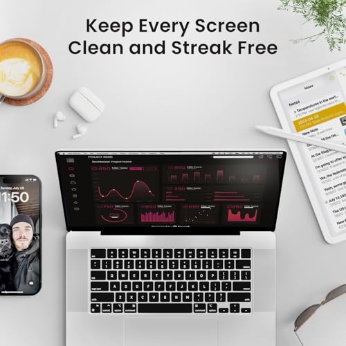 EVEO Computer Screen Cleaner Spray Kit, Streak-Free, TV Screen Cleaner for Smart TV, LCD, LED, OLED, Wipe Microfiber Cloth for Monitor, Laptop, iPad, Car, 6.7oz, 1 Pack - Image 4