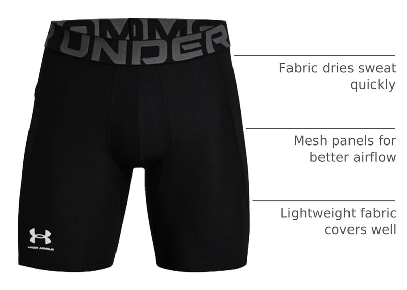 UNDER ARMOUR شورت ضغط حراري للرجال من أندر أرمور، أسود (001)/رمادي فاتح، صغير - Image 4