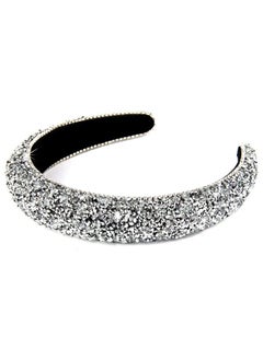 Wecoe Rhinestone Headband Diamond Headband Women Girls Bling Headbands Thick Padded Headband Glitter Sparkle Headbands Silver Headband Fashion Headbands Hair Accessories For Women Girls Gifts  - Image 1