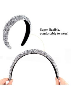 Wecoe Rhinestone Headband Diamond Headband Women Girls Bling Headbands Thick Padded Headband Glitter Sparkle Headbands Silver Headband Fashion Headbands Hair Accessories For Women Girls Gifts  - Image 3