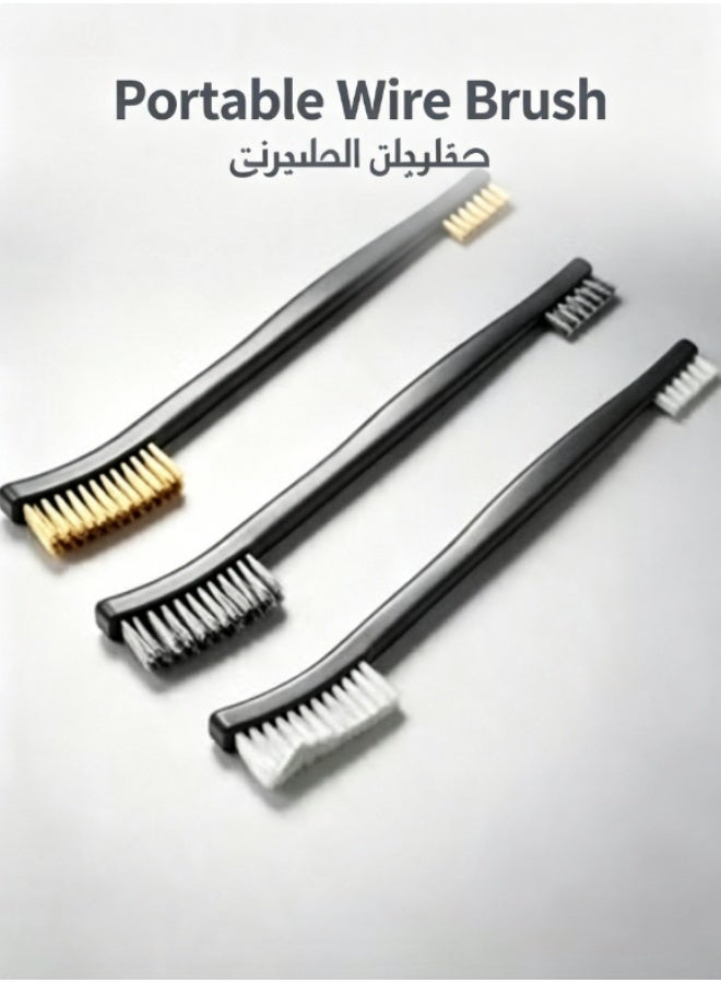 jaexest طقم 3 فرش سلكية صغيرة – فرش فولاذ ونايلون ونحاس للتنظيف | مزيل صدأ ودهان للمعادن وخبث اللحام والأوساخ – أدوات تنظيف دقيقة للمساحات الصغيرة - Image 1