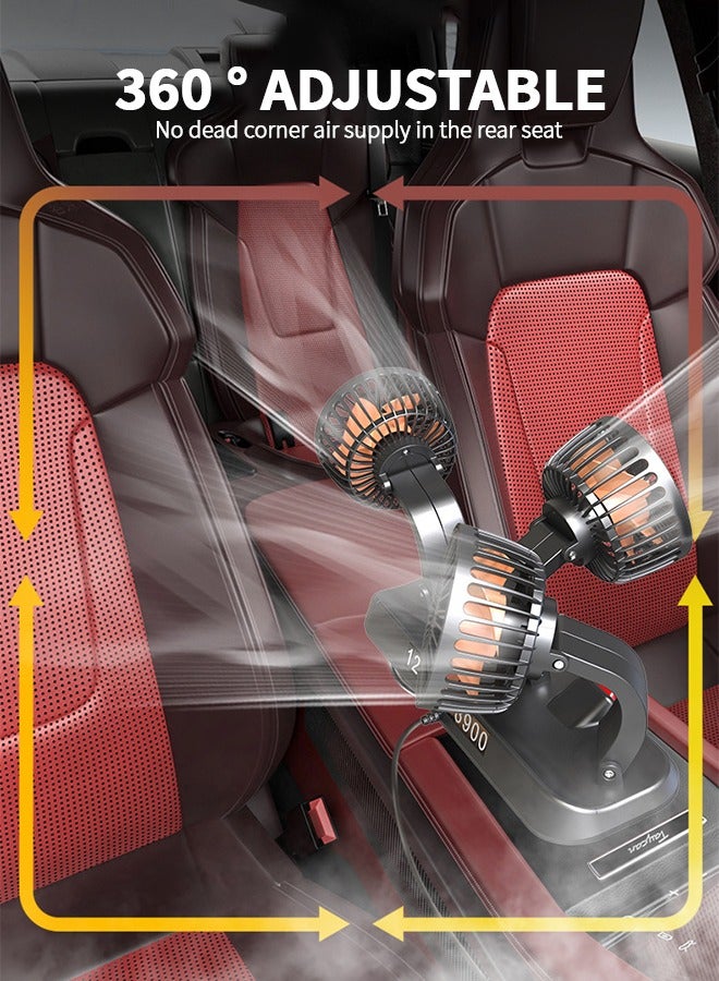 GROIC 3 Head Car Cooling Fan, 360° Rotatable Adjustable 24V Cooling Air Fan Brushless Motor Low Noise Automobile Vehicle Fan with Aromatherapy Box and Parking Number Plate 2 Speeds Big Wind Power - Image 3