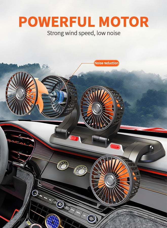 GROIC 3 Head Car Cooling Fan, 360° Rotatable Adjustable 24V Cooling Air Fan Brushless Motor Low Noise Automobile Vehicle Fan with Aromatherapy Box and Parking Number Plate 2 Speeds Big Wind Power - Image 5