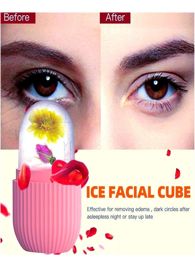 Generic - Ice Roller for Face (Pink), Beauty Facial Massage Tool, Cooling Cube for Eyes, Skin Care Essential for Reducing Wrinkles and Puffiness.   Ice Face Roller Silicone Facial Cube for Eyes Neck Massage Remove Dark Circle Pore Shrink Face Beauty Skin Care Ice Mold Kitchen Tools. Naturally Conditioning and Skin Care, DE-Puff Eye Bags, Reduce Migraine Pain, Reusable Massage Silicone Ice Mold - Image 1