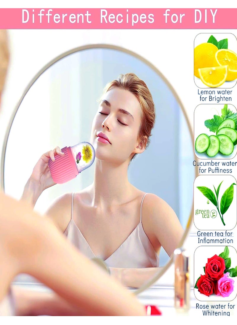 Generic - Ice Roller for Face (Pink), Beauty Facial Massage Tool, Cooling Cube for Eyes, Skin Care Essential for Reducing Wrinkles and Puffiness.   Ice Face Roller Silicone Facial Cube for Eyes Neck Massage Remove Dark Circle Pore Shrink Face Beauty Skin Care Ice Mold Kitchen Tools. Naturally Conditioning and Skin Care, DE-Puff Eye Bags, Reduce Migraine Pain, Reusable Massage Silicone Ice Mold - Image 1