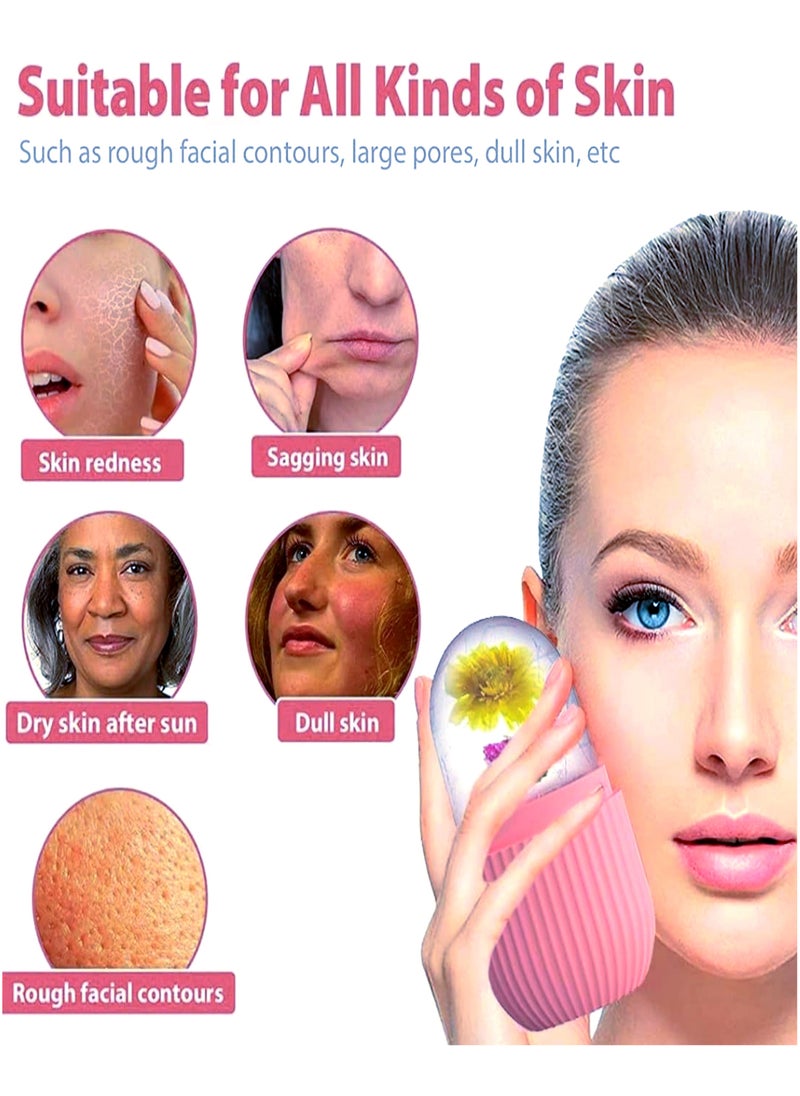 Generic - Ice Roller for Face (Pink), Beauty Facial Massage Tool, Cooling Cube for Eyes, Skin Care Essential for Reducing Wrinkles and Puffiness.   Ice Face Roller Silicone Facial Cube for Eyes Neck Massage Remove Dark Circle Pore Shrink Face Beauty Skin Care Ice Mold Kitchen Tools. Naturally Conditioning and Skin Care, DE-Puff Eye Bags, Reduce Migraine Pain, Reusable Massage Silicone Ice Mold - Image 1