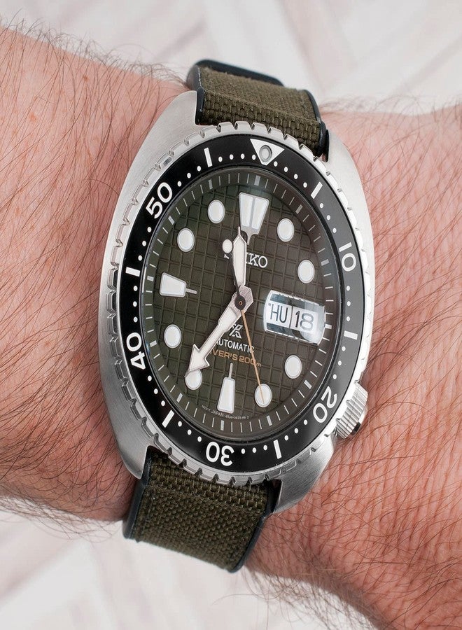 StrapHabit Quick Release Sailcloth and FKM Rubber Hybrid Watch Strap Band 20mm 22mm Nylon (22mm, Green) - Image 3