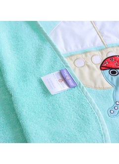 Milk&Moo Milk&Moo Sailor Octopus Kids Poncho, %100 Cotton, Hooded Beach Towels for Kids, Open Sided, Ultra Soft and Absorbent, Fun Animal Design, Surf Poncho, One Size, 22.5x24 inch (57x61 cm), Blue  - Image 2