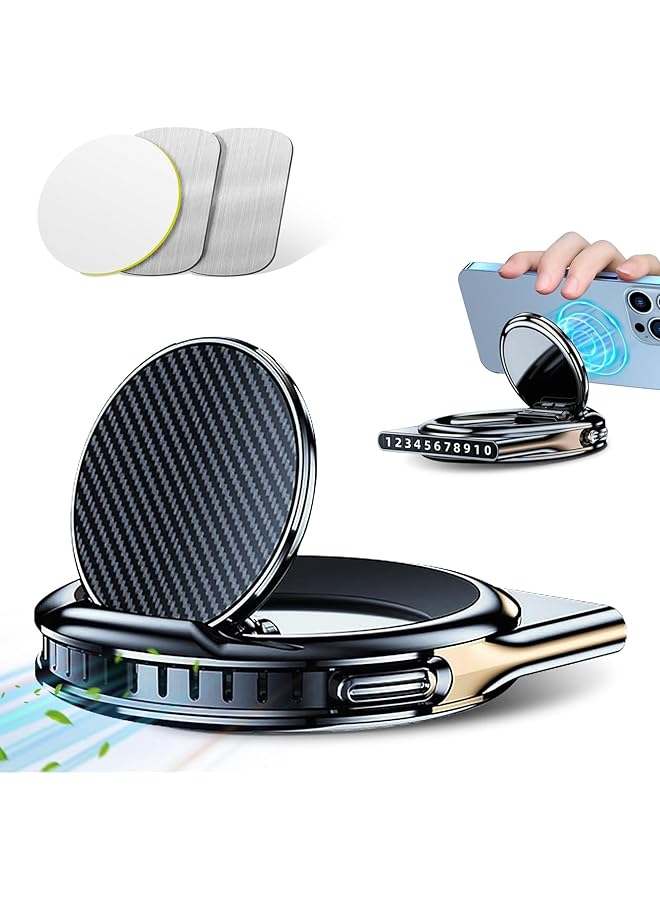 KASTWAVE Magnetic Multifunctional Car Phone Mount With Air Freshener Diffuser & Parking Number Holder - Universal Fit For All Phone Models - Image 1