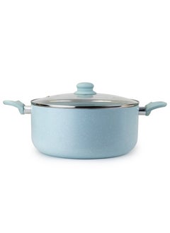 Wilson Oak Casserole with Lid and Marble Coating, Soft Touch Handle Stew Pot Suitable for Gas Electric Induction and Ceramic Stove Dutch Oven - 28cm – Blue  - Image 1