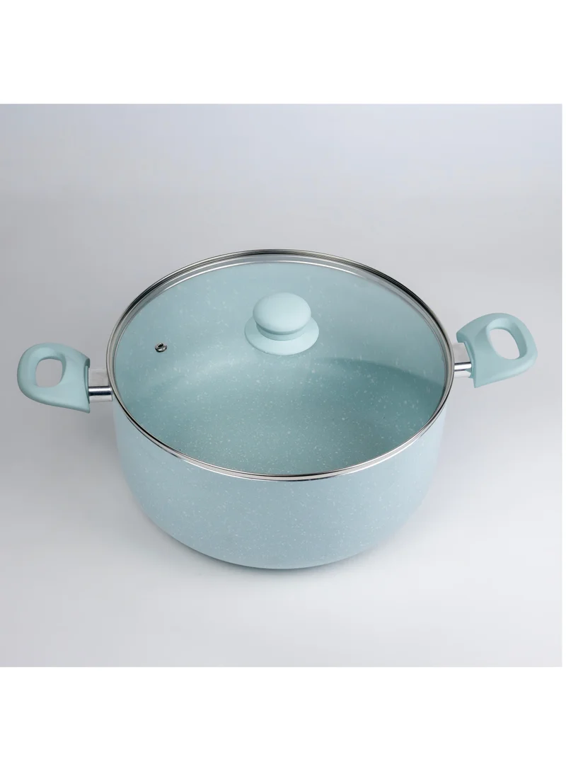 Wilson Oak Casserole with Lid and Marble Coating, Soft Touch Handle Stew Pot Suitable for Gas Electric Induction and Ceramic Stove Dutch Oven - 28cm – Blue