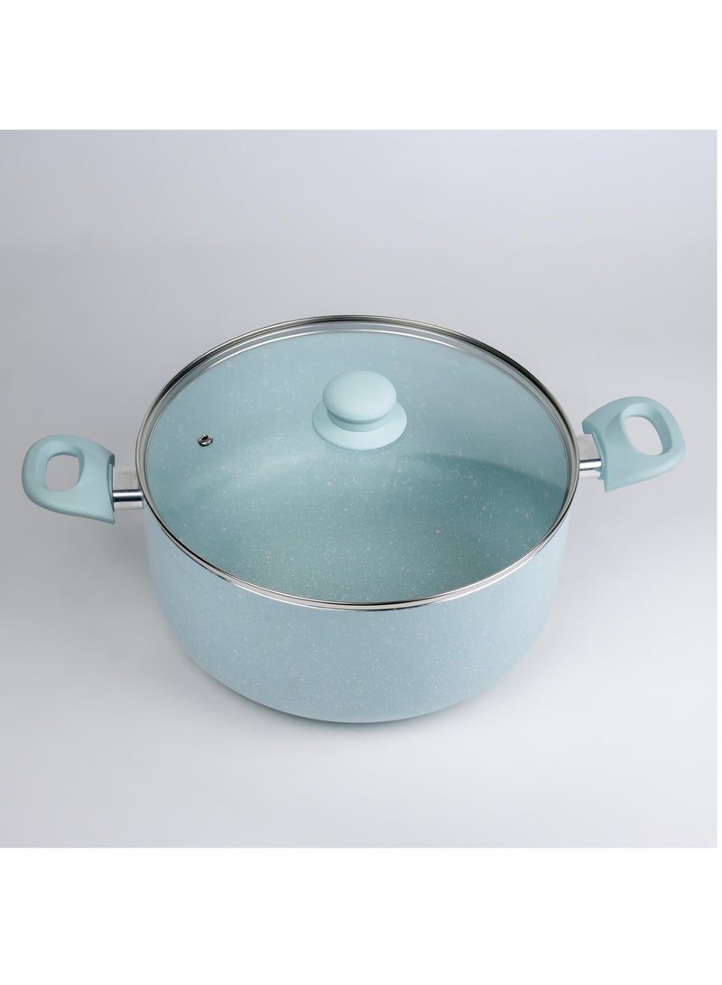 Wilson Oak Casserole with Lid and Marble Coating, Soft Touch Handle Stew Pot Suitable for Gas Electric Induction and Ceramic Stove Dutch Oven - 28cm – Blue  - Image 2