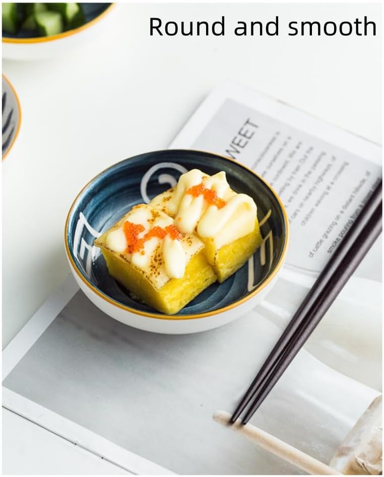 yaocoral 4 Pack 3 oz Small Ceramic Side Dish Japanese Dipping Sauce Dish Soy Sauce Dish Cute Mini Bowls for SushiDippingKetchupCondimentSnackBBQ Party - Image 3