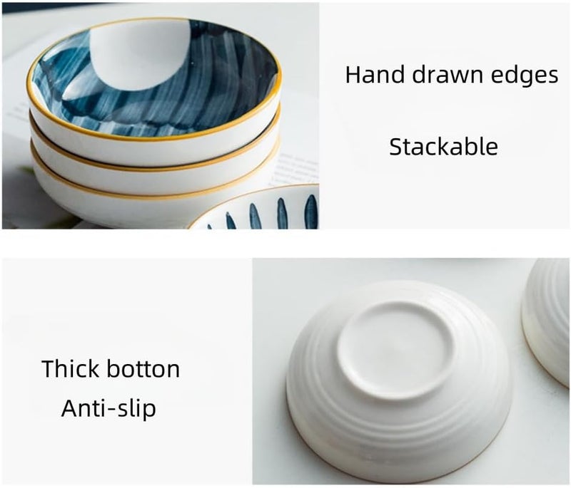 yaocoral 4 Pack 3 oz Small Ceramic Side Dish Japanese Dipping Sauce Dish Soy Sauce Dish Cute Mini Bowls for SushiDippingKetchupCondimentSnackBBQ Party - Image 4