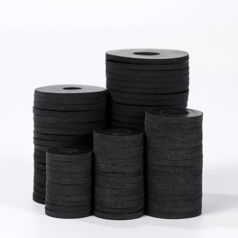 Monigte 120Pcs Flat Rubber Washers Assortment Kit,16/18/20/25/30mm Black Washer,Vibration Absorbing Pads Sealing Rubber Washers for Faucets Garden Bolts Screws Hose Plumbing Shower Head- 5 Sizes - Image 5