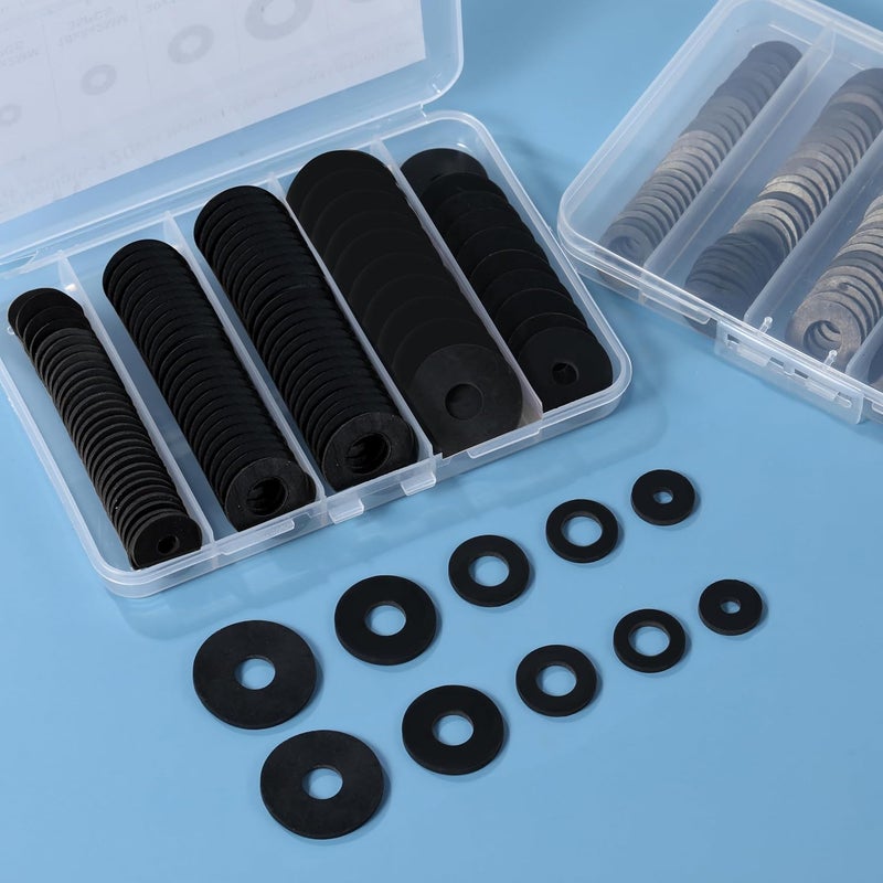Monigte 120Pcs Flat Rubber Washers Assortment Kit,16/18/20/25/30mm Black Washer,Vibration Absorbing Pads Sealing Rubber Washers for Faucets Garden Bolts Screws Hose Plumbing Shower Head- 5 Sizes - Image 4