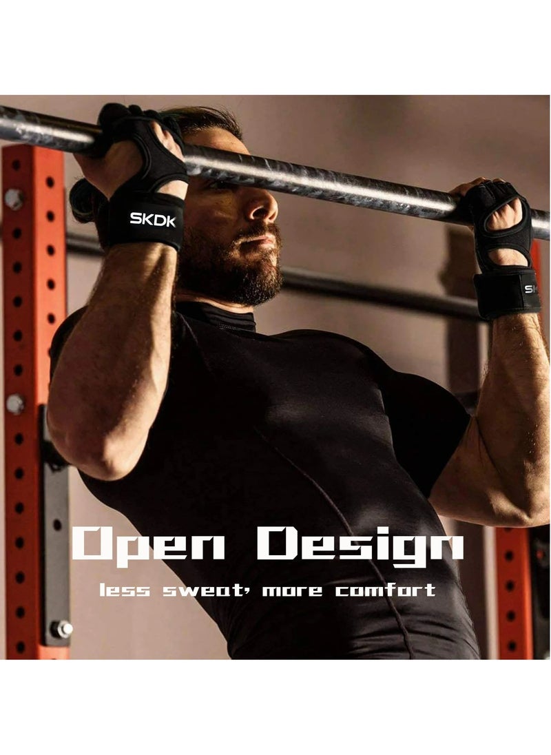 SKDK Weight Lifting Gloves, Strong Impact Resistance Weight Lifting Fitness Gloves With Wrist Wraps, Silicone Gel Full Palm Protection Gym Workout Gloves For Men, (Size L, Black)  - Image 4