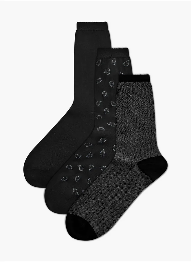 DUCHINI Printed Non Terry Crew Length Socks - Set of 3