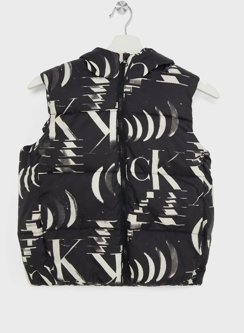 Calvin Klein Jeans Kids Monogram Aop Print Puffer Jacket