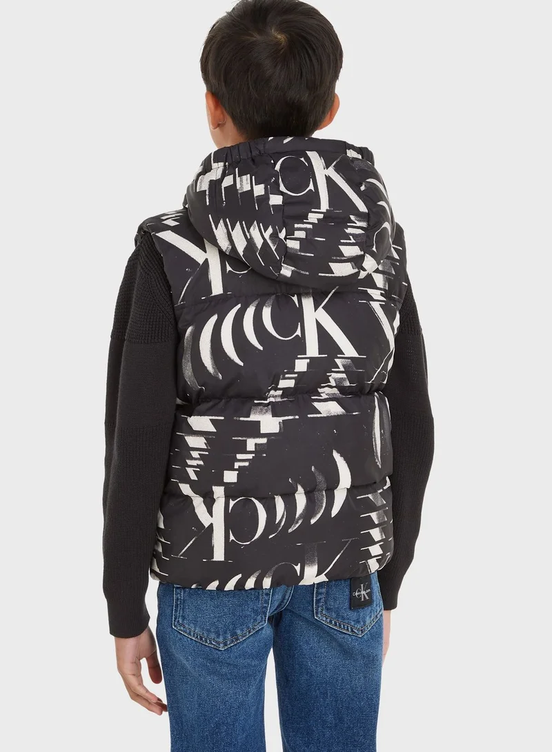 Calvin Klein Jeans Kids Monogram Aop Print Puffer Jacket