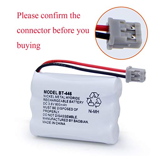 BAOBIAN BT-446 BT446 BT-504 BT-1004 BT-1005 Cordless Phone Battery Compatible with Uniden UIP1868 TRU8885 TRU885-2 TRU8888 BBTY0503001 GE-TL26402 CPH-488B Handset Phone 3.6V 800mAh Ni-MH (3 Pack) - Image 4
