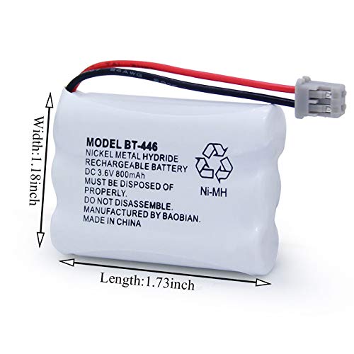 BAOBIAN BT-446 BT446 BT-504 BT-1004 BT-1005 Cordless Phone Battery Compatible with Uniden UIP1868 TRU8885 TRU885-2 TRU8888 BBTY0503001 GE-TL26402 CPH-488B Handset Phone 3.6V 800mAh Ni-MH (3 Pack) - Image 2