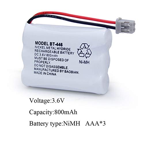 BAOBIAN BT-446 BT446 BT-504 BT-1004 BT-1005 Cordless Phone Battery Compatible with Uniden UIP1868 TRU8885 TRU885-2 TRU8888 BBTY0503001 GE-TL26402 CPH-488B Handset Phone 3.6V 800mAh Ni-MH (3 Pack) - Image 3