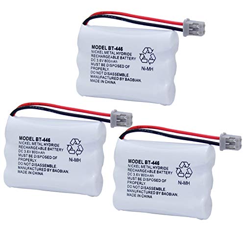 BAOBIAN BT-446 BT446 BT-504 BT-1004 BT-1005 Cordless Phone Battery Compatible with Uniden UIP1868 TRU8885 TRU885-2 TRU8888 BBTY0503001 GE-TL26402 CPH-488B Handset Phone 3.6V 800mAh Ni-MH (3 Pack) - Image 1