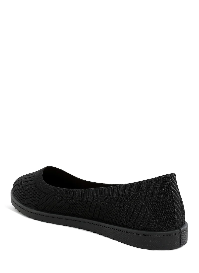 London Rag Knitted Flat Ballet Flats in Black