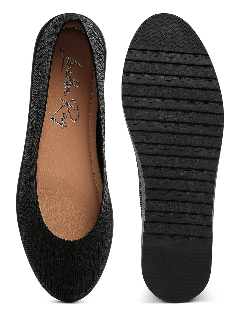 London Rag Knitted Flat Ballet Flats in Black