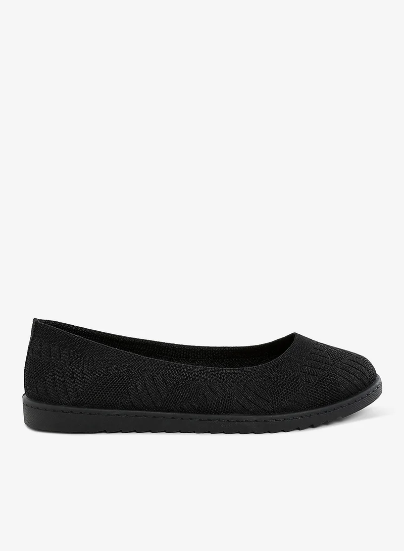 Knitted Flat Ballet Flats in Black
