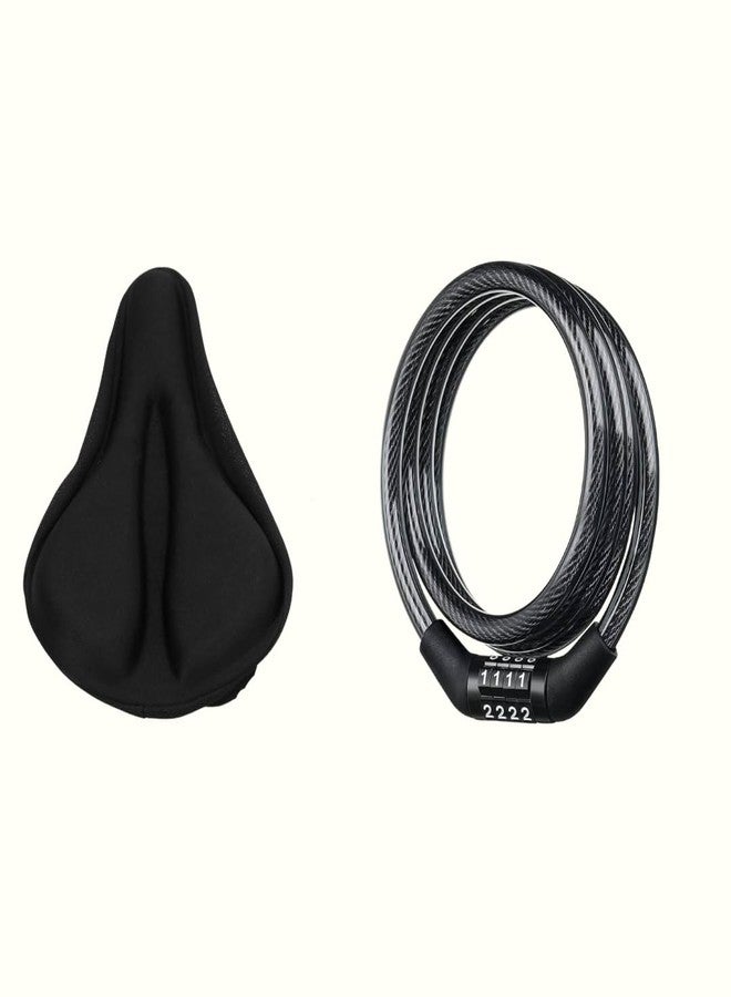 FCCRACING Premium Gel-Infused Bicycle Saddle Seat Cover & Password Lock Combo | Soft Cushion Comfort Seat Cover with Lightweight, Durable, Secure Bike Lock for MTB, Road & Hybrid Bicycles - Image 1