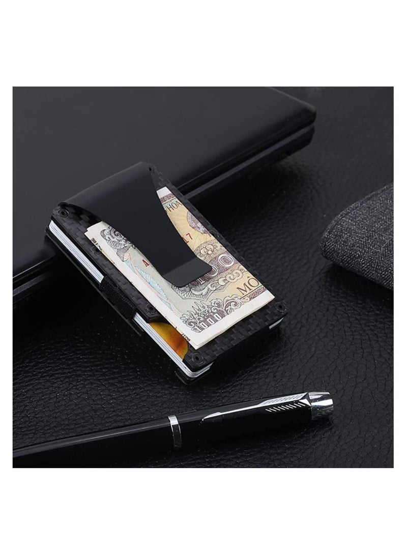 سيوسي محفظة معدنية من ألياف الكربون حامل بطاقة الائتمان مع مشبك نقود معدني NFC RFID حجب محفظة معدنية رفيعة للرجال  - Image 3